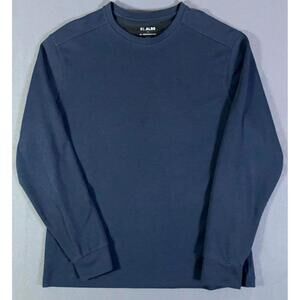 01. ALGO Performance Henley Shirt Men's XL Long Sleeve Navy Blue Wicking UPF 40